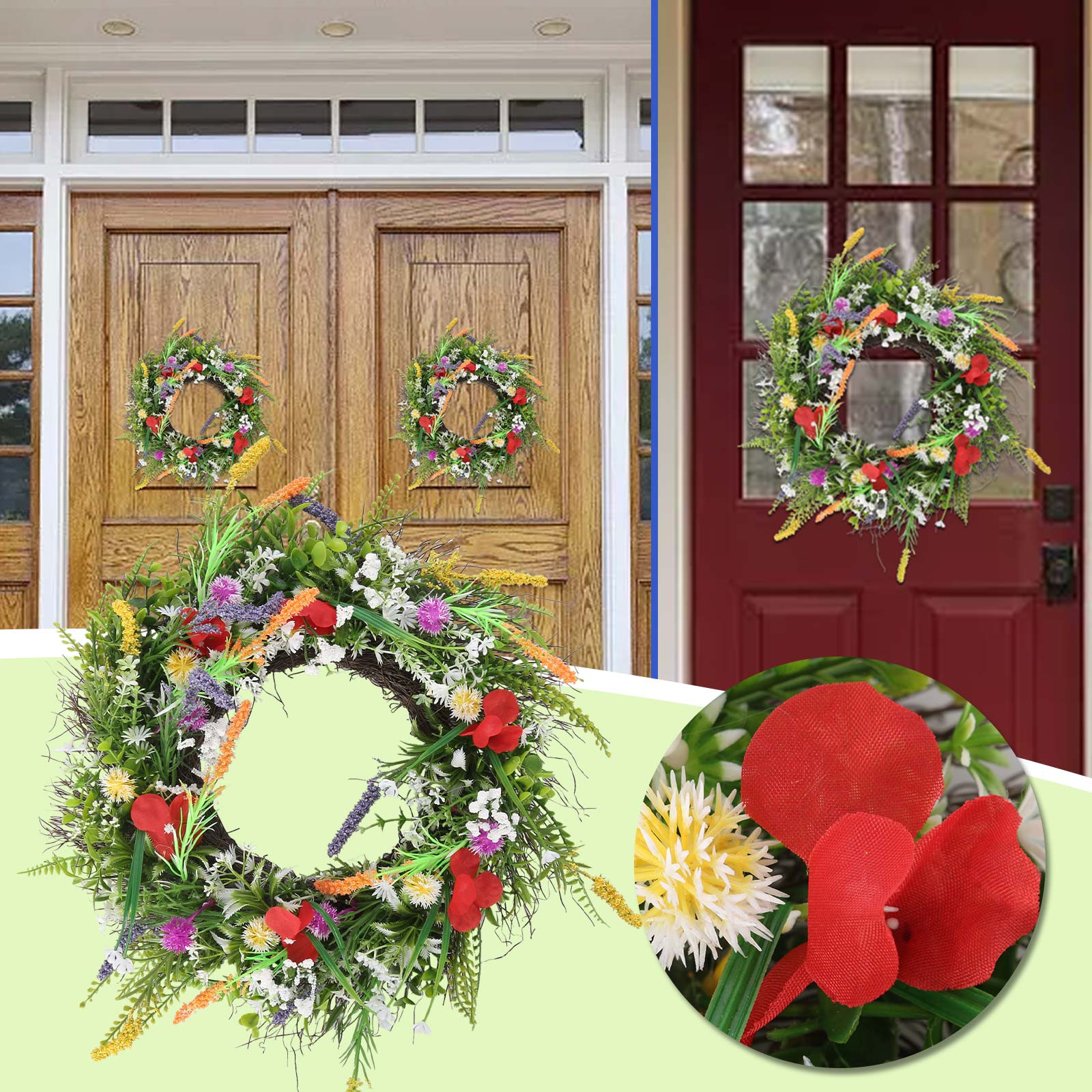 Shldybc Wildflower Garland Colorful Spring and Summer Garland Front Door  Simulation Dried Flower Garland Buttercup Fresh Green Plant Immortal  Flower